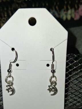 Silver Mini Moon & Star Dangle Earrings